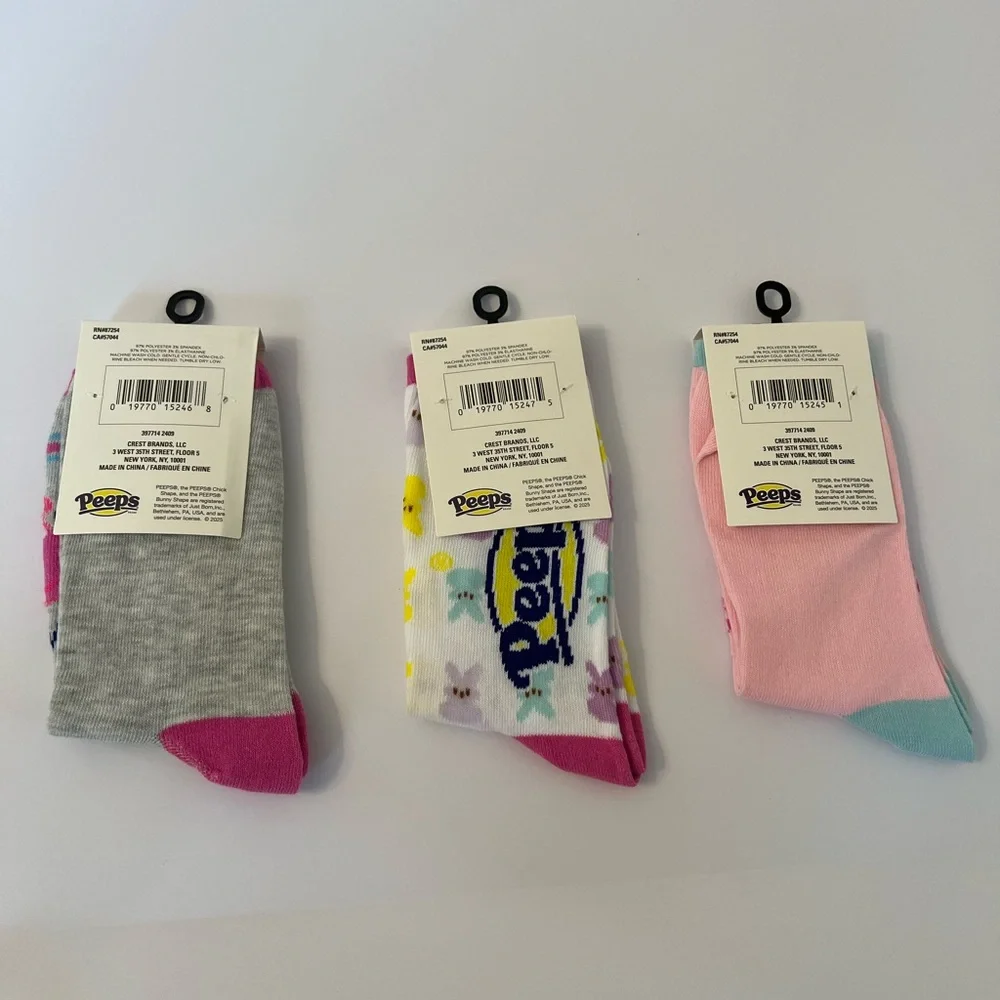 Peeps Themed Socks Set of 3 Womens crew socks Easter Sz 5-9.5 - Picture 2 of 9